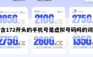 包含172开头的手机号是虚拟号码吗的词条