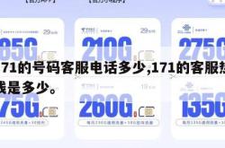 171的号码客服电话多少,171的客服热线是多少。
