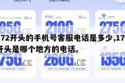 172开头的手机号客服电话是多少,172开头是哪个地方的电话。