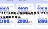 172开头的号码客服电话是多少,172开头是哪里的电话。