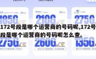 172号段是哪个运营商的号码呢,172号段是哪个运营商的号码呢怎么查。