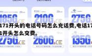 171开头的电话号码怎么充话费,电话171开头怎么交费。