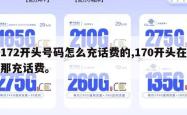 172开头号码怎么充话费的,170开头在那充话费。