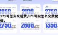 171号怎么交话费,171号段怎么交费视频。