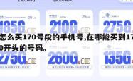 怎么买170号段的手机号,在哪能买到170开头的号码。